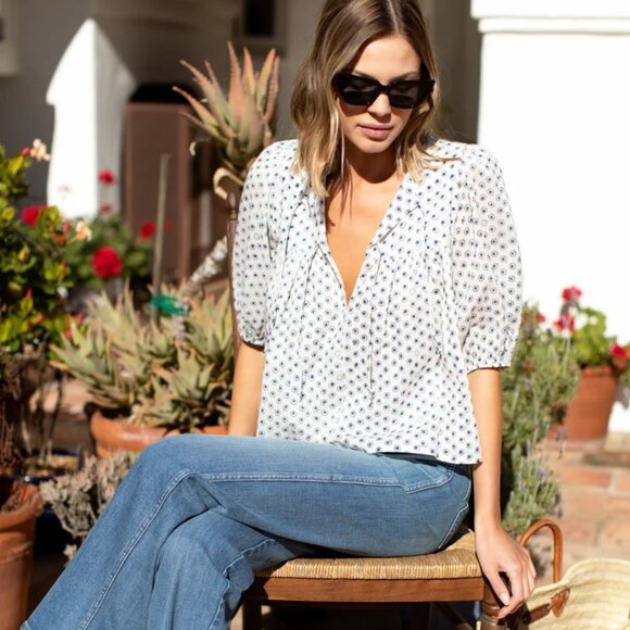 Emerson Fry Puff Isla Top - Signet Indigo Organic, Sz M/L - Picture 3 of 3